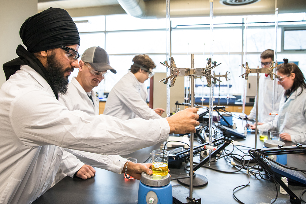 student in lab