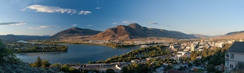 panorama view of North and South Thompson Rivers and mountains