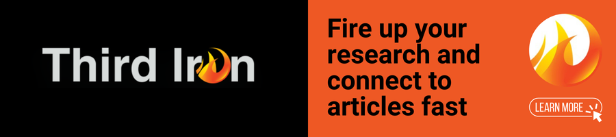 Advertisement for Third Iron with an orange flame logo and a call to action to connect to articles fast. Click to learn more.